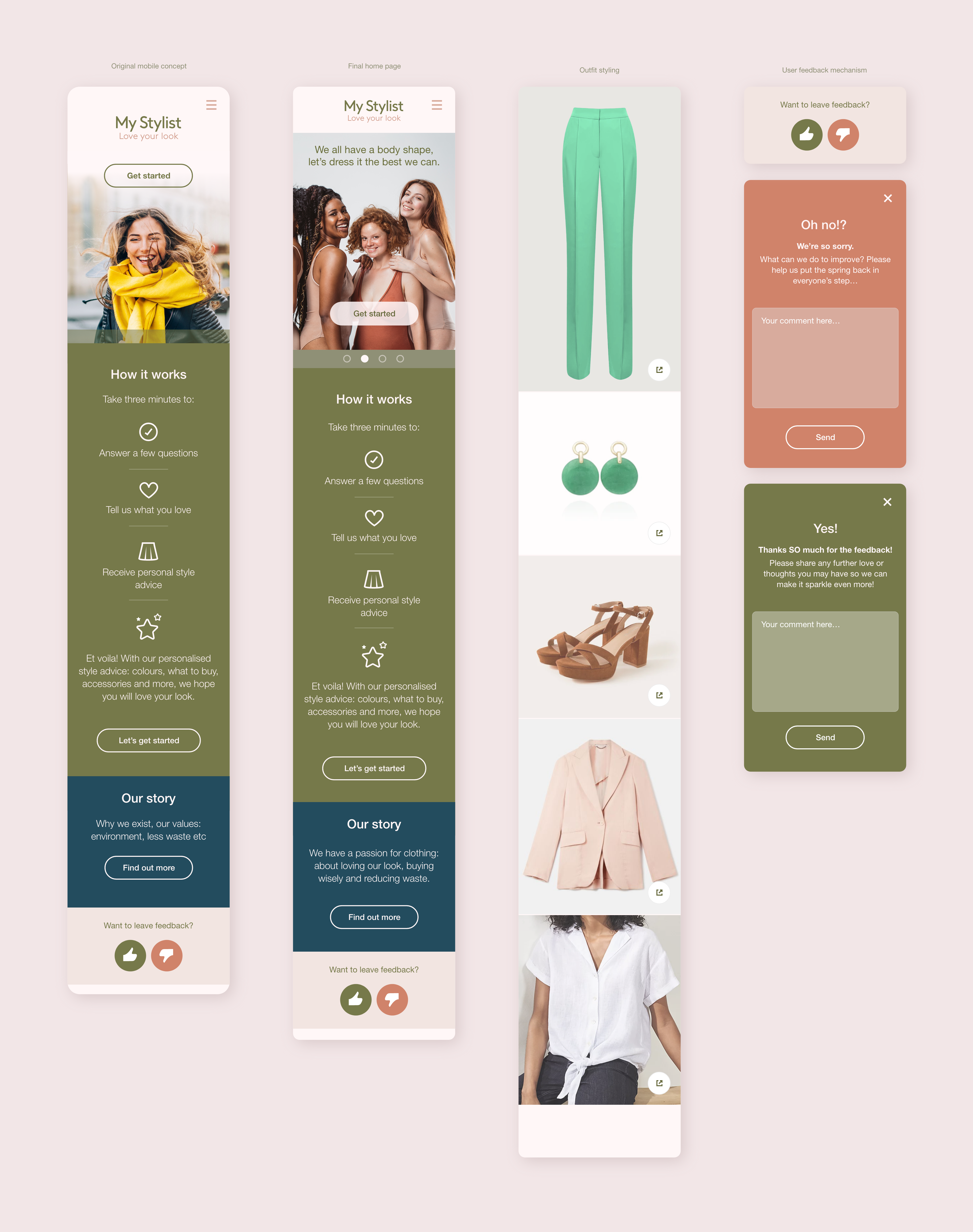 My Stylist - Initial mobile design user interface designs